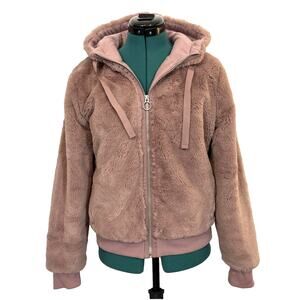 Athleta | Faux Fur Plush Ritual Hooded Jacket Full‎ Zip Mauve Pink Size Small